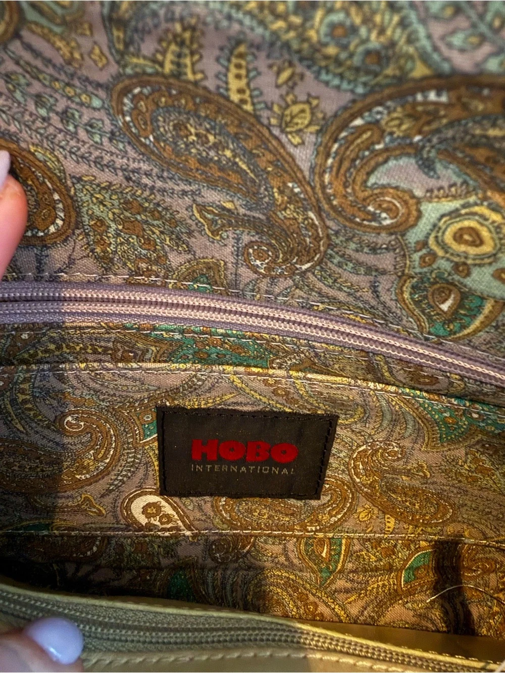 HOBO Paisley-Print Interior Lining in Teal, Gold & Taupe